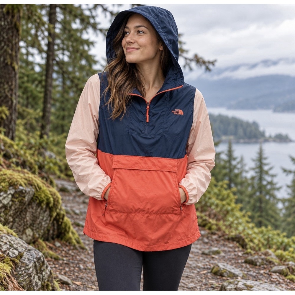 The North Face Women's Windwall Hooded Pullover Wind Breaker Sz PS Multicolor